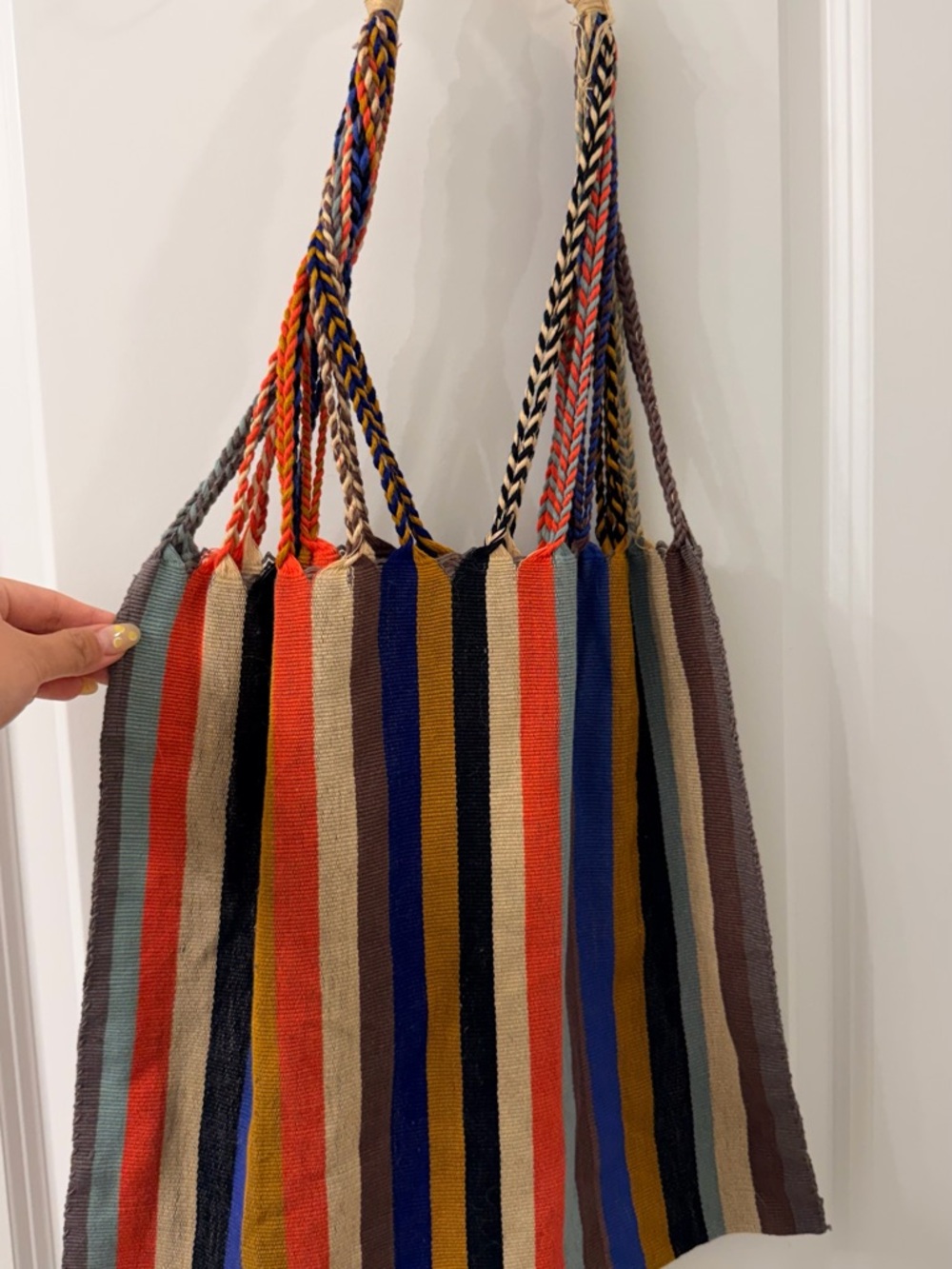 Handmade Mexican Woven Tote Bag | Boho Striped Shoulder Bag